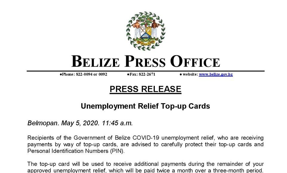 GOB advises COVID-19 unemployment recipients to their TOP-CARDS