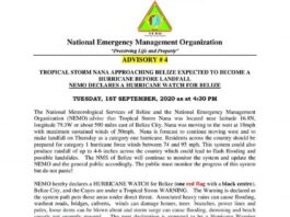 Advisory #4 NEMO DECLARES A HURRICANE WATCH FOR BELIZE